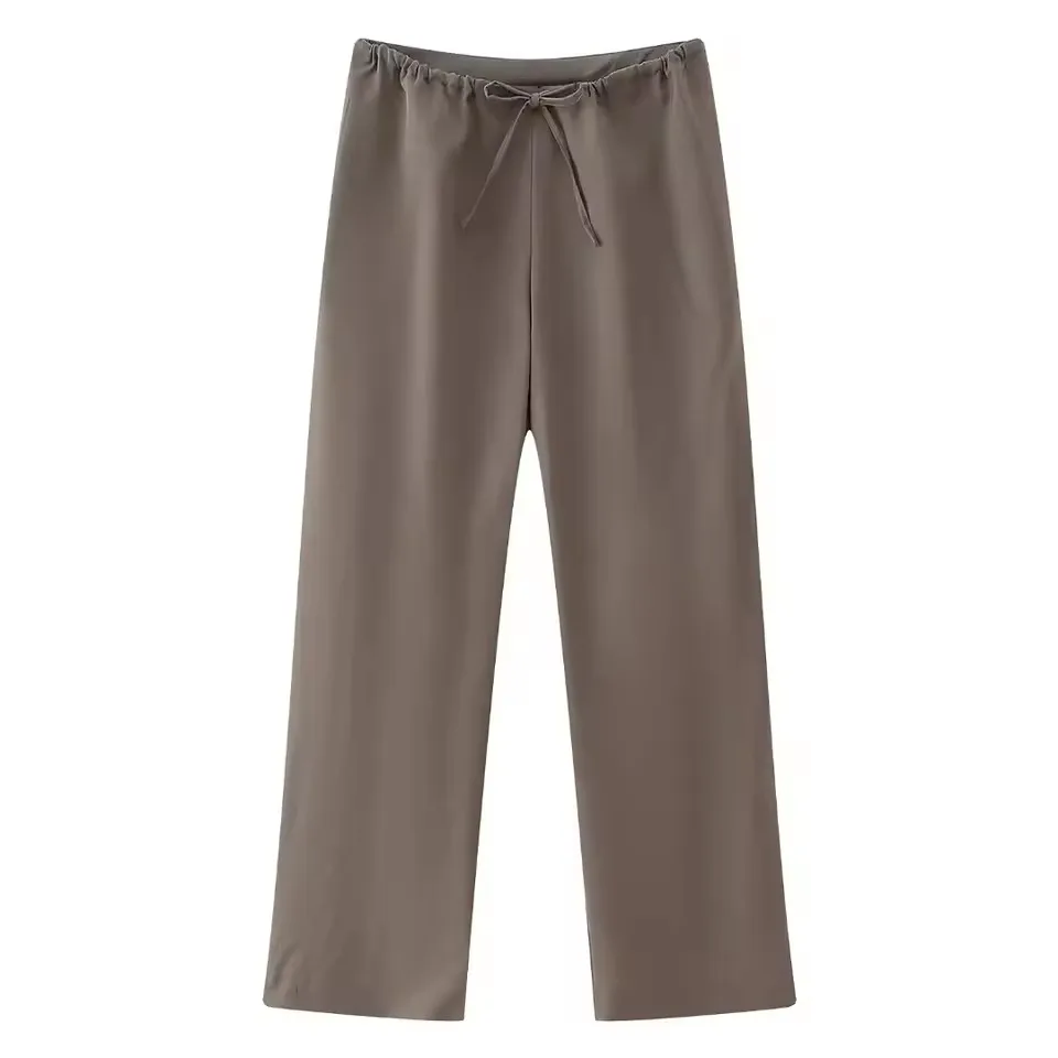 HH Damen Sommer-Satin-Set mit asymmetrischem Saum, Crop-Top und weit geschnittener Hose mit Kordelzug, lässige Loungewear, Urlaubsoutfit – Detail 14