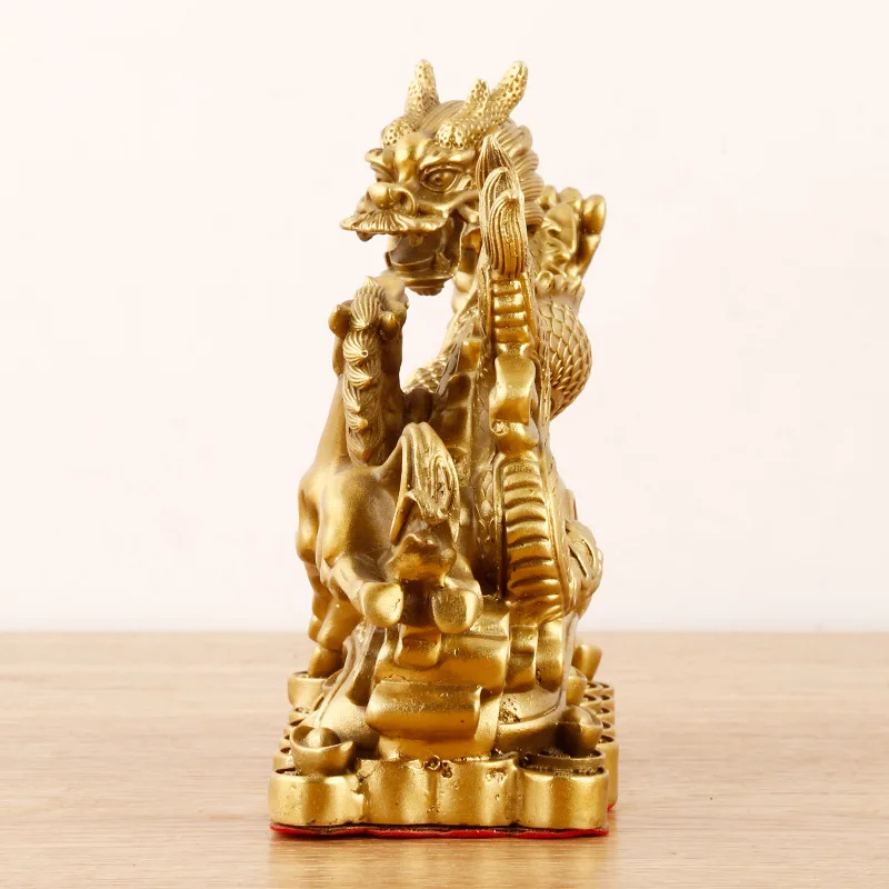 

Brass Spirit Zodiac Dragon Horse Ingot Home Store Decoration Feng Shui Ornament