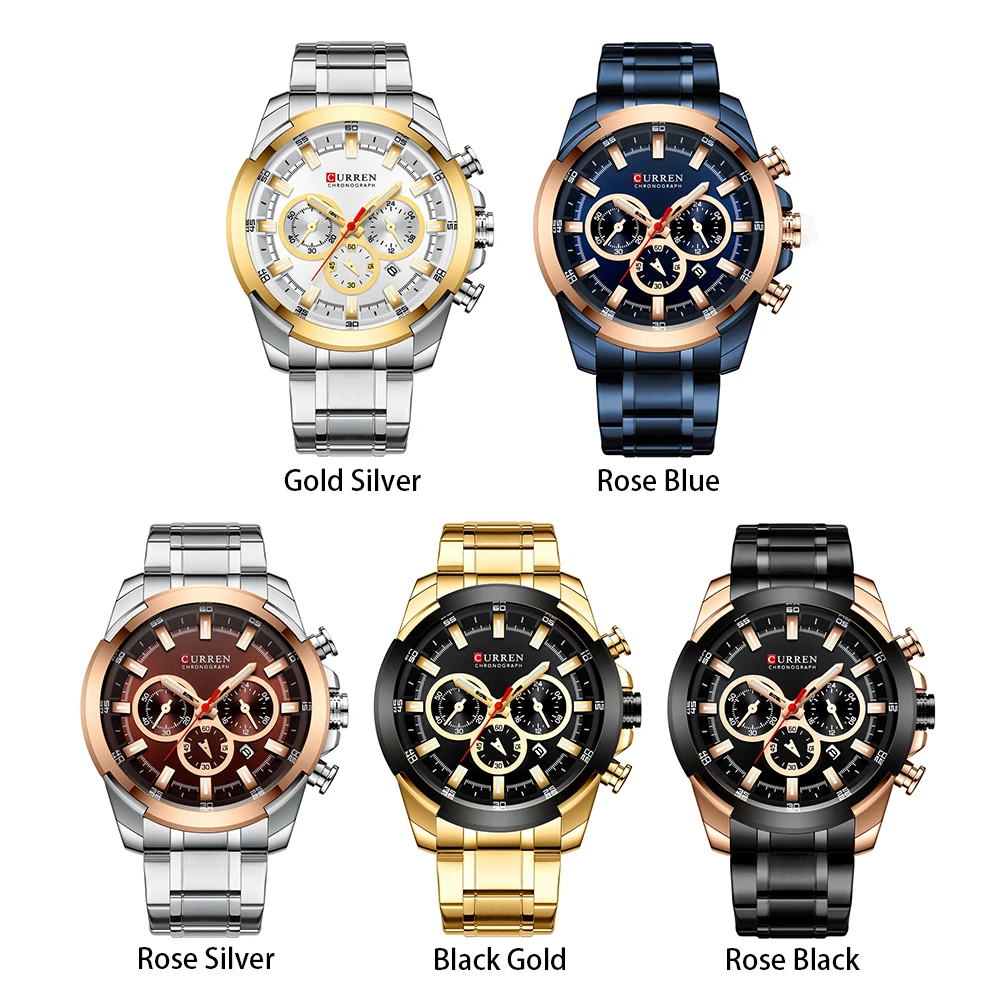 Curren 8361 Men Watch Business Stainless Steel Quartz Casual Fashion Wristwatch 6-Hand Luxury Relogio Masculino