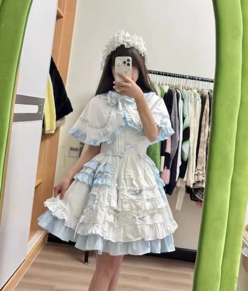 

2025 New Lolita Ball Gown Dress Jsk Dresses for Women Spring and Summer Princess Style Girl Sweet Cute Elegant Dress and Cape