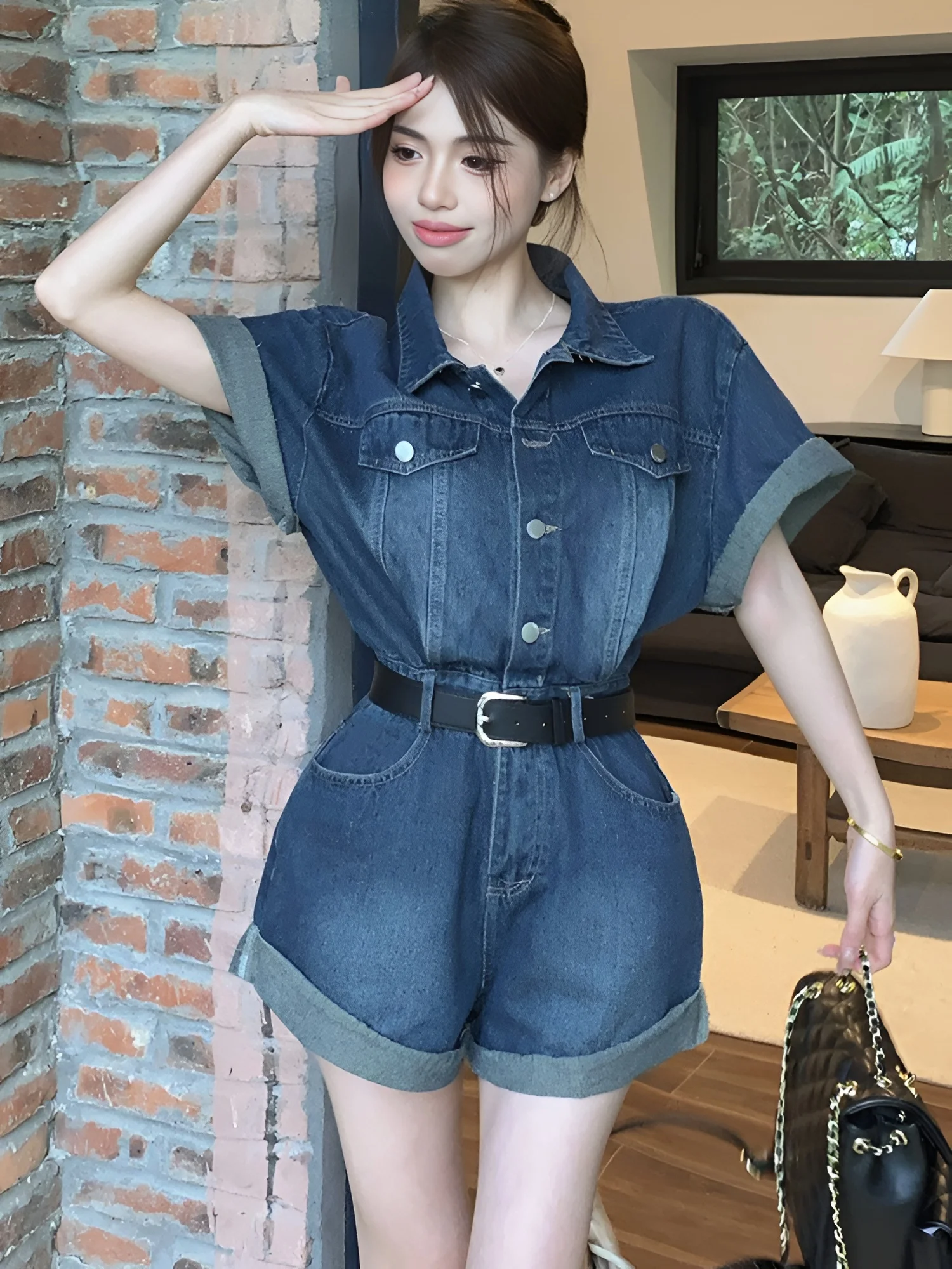 

Стильный джинсовый комбинезон для женщин: прямые и широкие брюки, летний уличный стиль, цельный крой