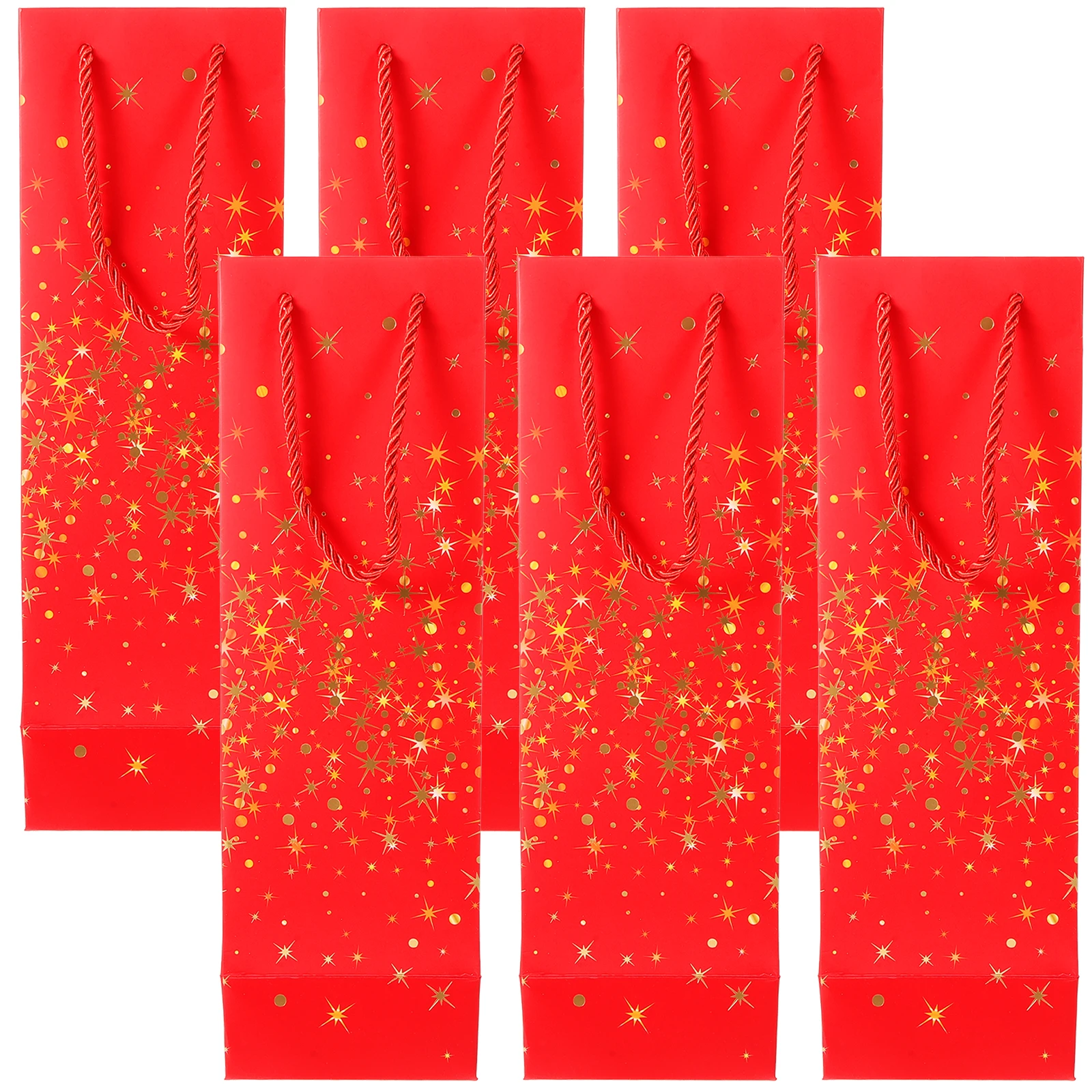 

6pcs Tote Bags Bottle Gifts Carriers Cardboard Party Christmas Holiday Birthday Bottle Bags with Handles