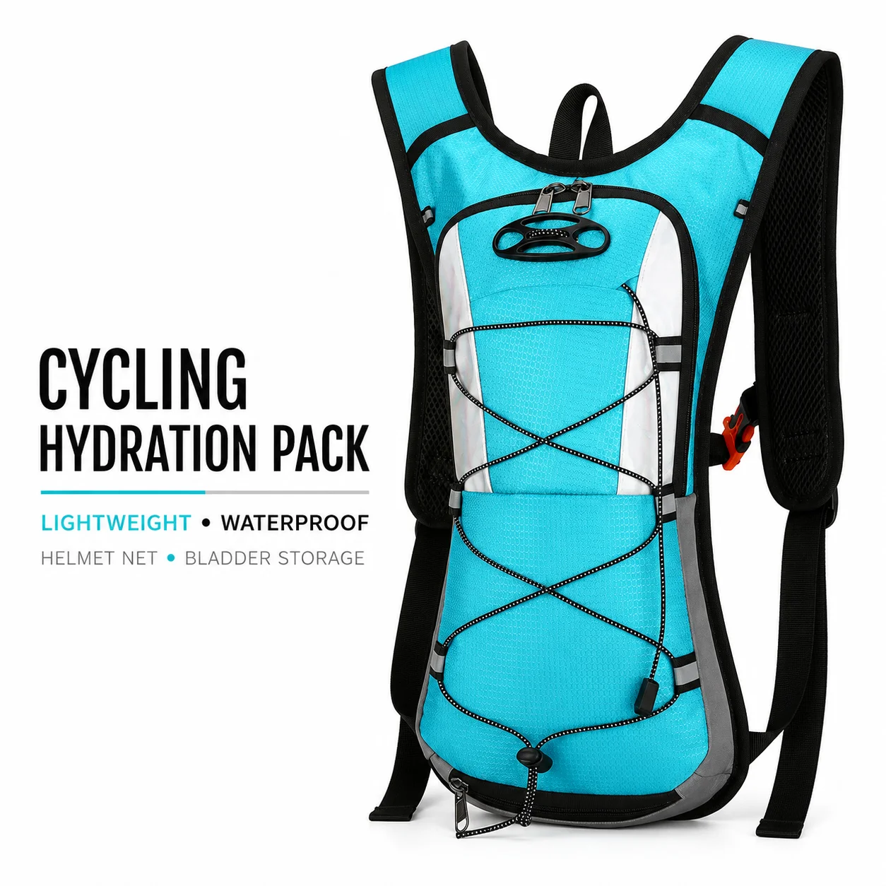 Lightweight Waterproof Cycling Hydration Backpack Helmet Net Water Bladder Storage Daypack for Running Hiking Outdoor Sports