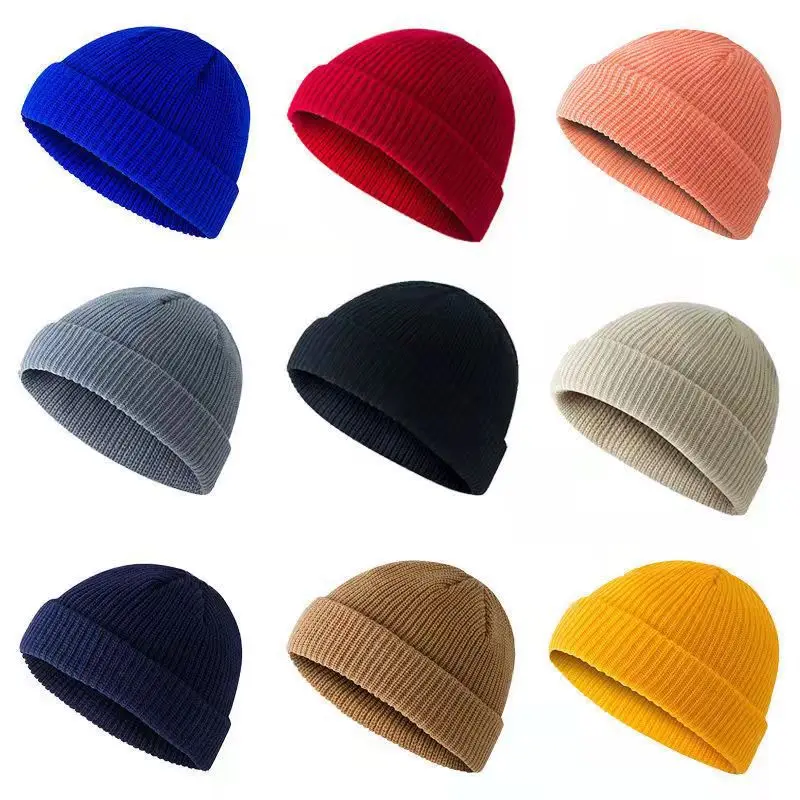 2022 Winter Men Classic Knitted Warm Pullover Cap Melon Skin Hat Adult Women Soft Outdoors Casual Hat Female Solid Color Hat