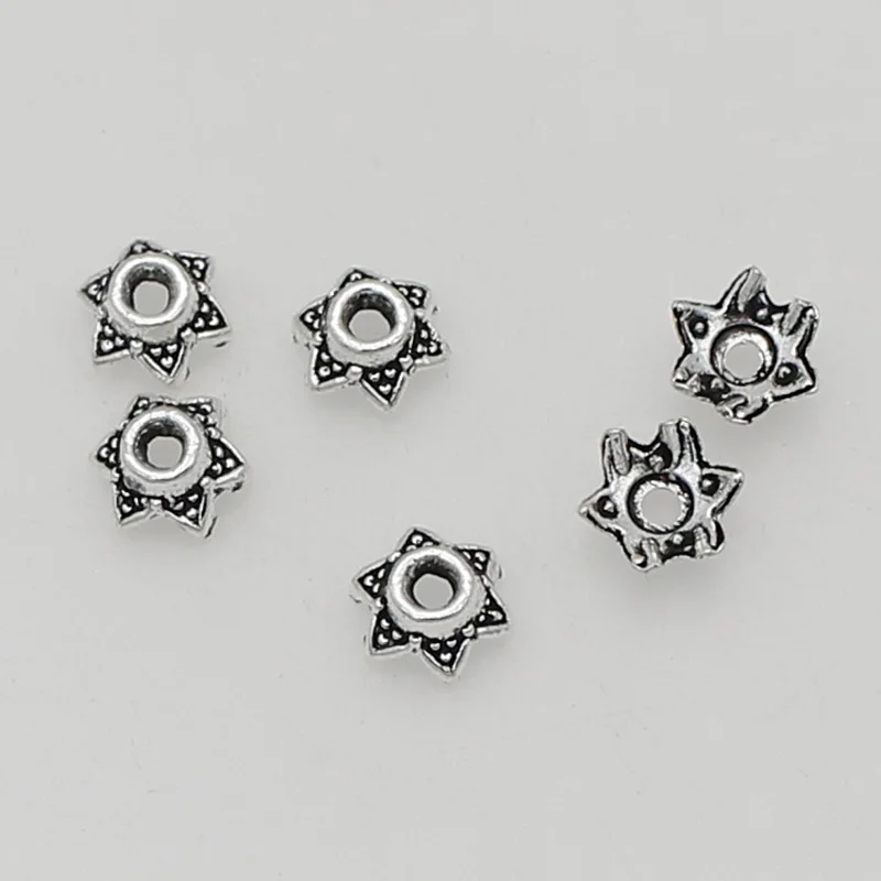 100pcs/lot Retro Zinc Alloy Flower Bead Caps 7mm Antique Crafts Torus End Caps Handmade Beads Trays Spacers DIY Jewelry Findings