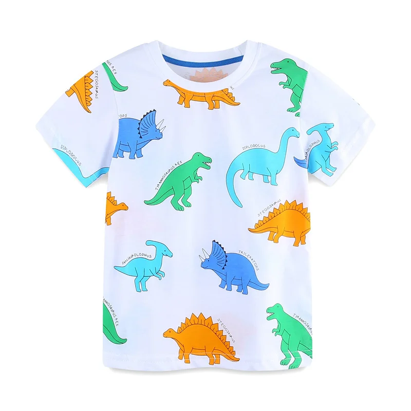 

Jumping Meters 2-7T Summer Dinosaurs Baby T Shirts Short Sleeve Animals Print Cute Children's Clothing Tees Kids Tops