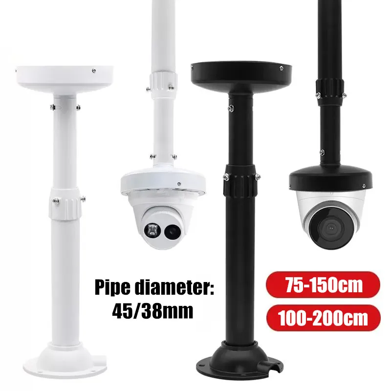 

White/Black Hemispherical Camera Support 75-150cm/100-200cm Ceiling Mount Bracket Telescopic Stand for CCTV Security Dome Camera