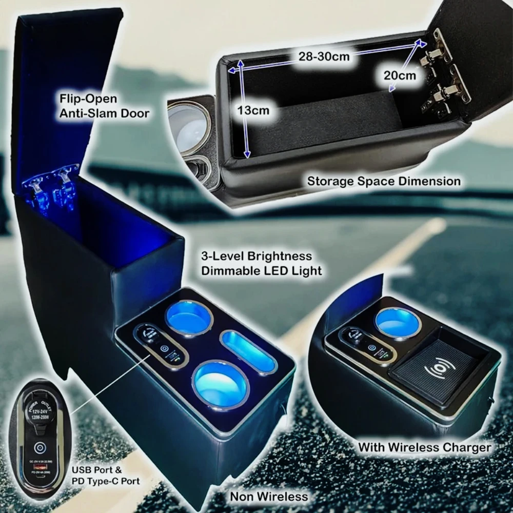 Caja  consola para Toyota Voxy Noah serie 90, reposabrazos  carga inalámbrica, consola dicada a caja  almacenamiento  reposabraz