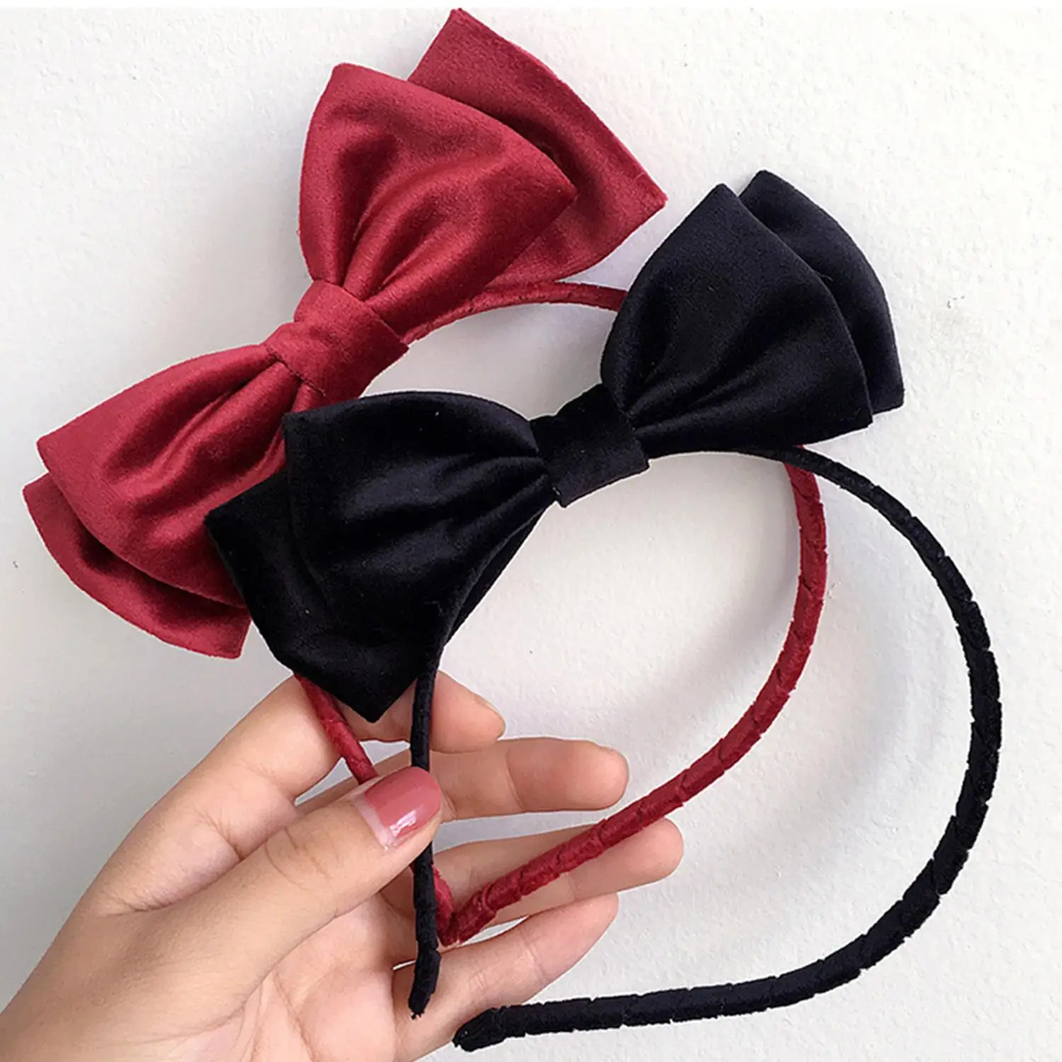 Korean Fashion Headdress Solid Color Bows Hair Bands Children Simple All-match Hair Hoop Children Cute Red Black Hair Hoop