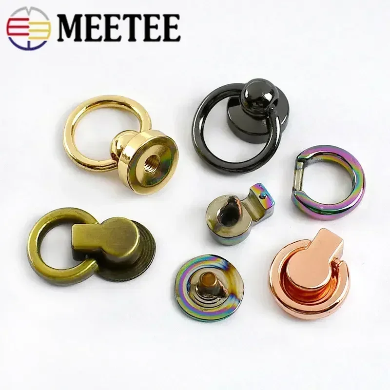 10/20Pcs 8/10mm Metal O Ring Bag Side Clip Buckle Phone Shell Screws Rivets Clasp Handbag Strap Chain Hanger DIY Crafts Hardware