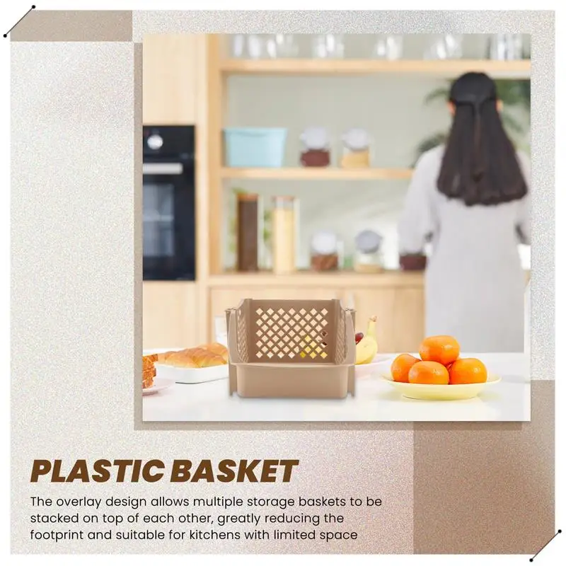 Stackable Plastic Basket Kitchen Storage Basket Fruit & Vegetable Plastic Storage Basket Plastic Storage Rack