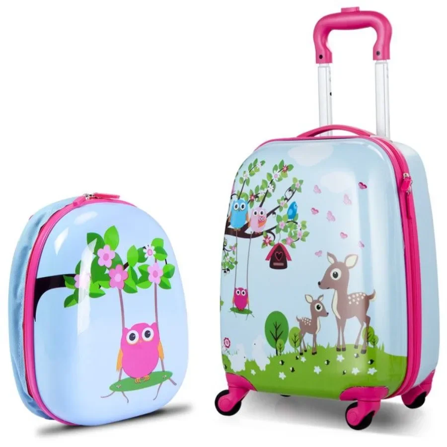 travel luggage set: 12-inch and 16-inch hard-shell polycarbonate suitcases with matching backpack, navy blue, lightweight and d