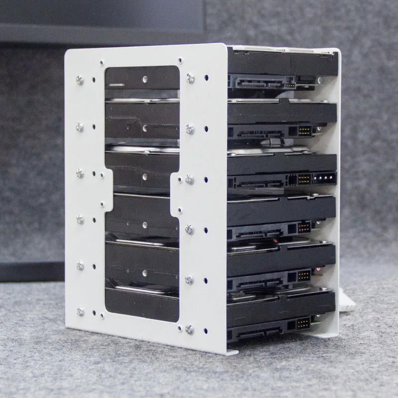Sasis Bawaan 6F Braket Hard Disk Mekanis Logam 6X3.5 Hard Disk Ditumpangkan Kipas Ekspansi Pendingin untuk Casing PC