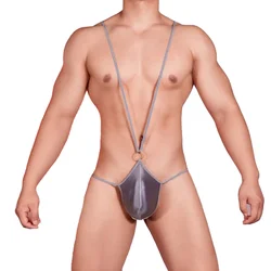 Mens Sexy Thong Bodysuit Strecth Leotard Wrestling Singlet Suspenders Jumpsuit Jockstrap Gay Temptatio U Convex Fetish Lingerie