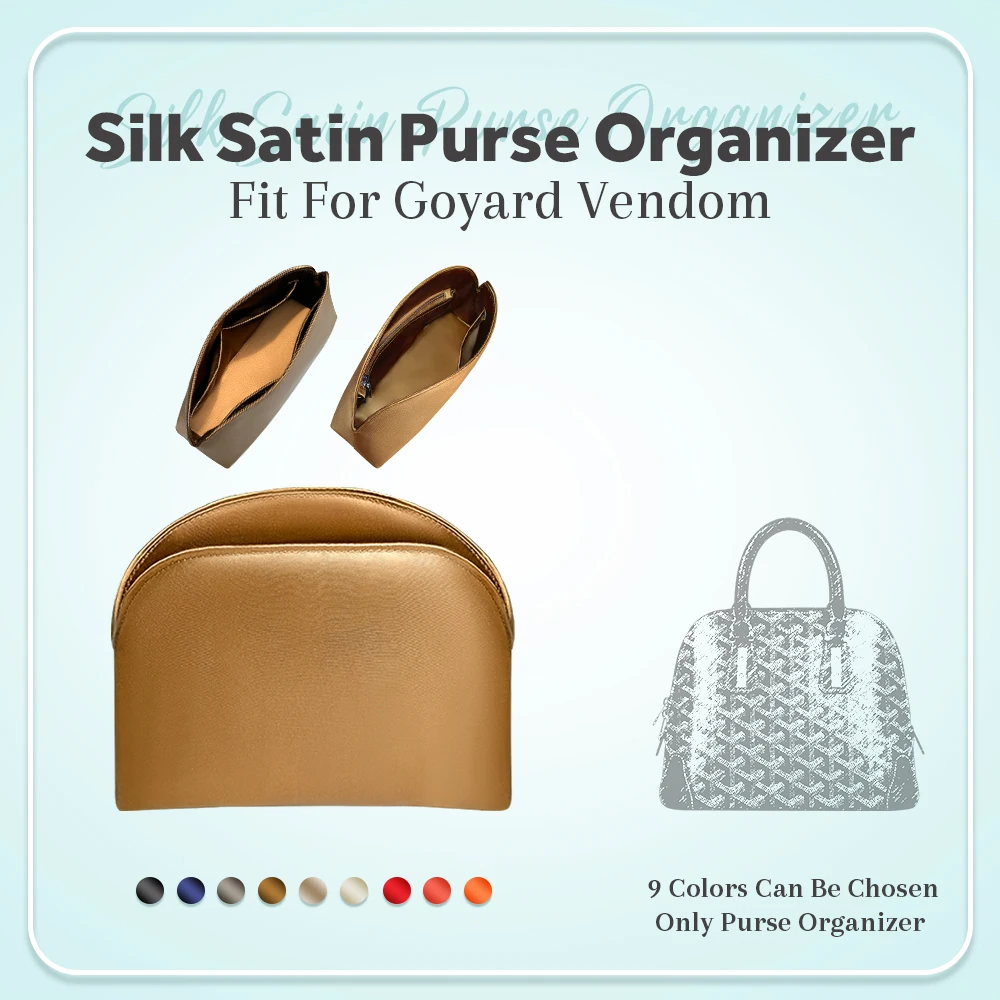 

Silk Satin Purse Organizer Insert, Inside Storage Bag Organizer Insert Fit for Goyard Vendom Shell Bag Inner Liner Bag In Bag