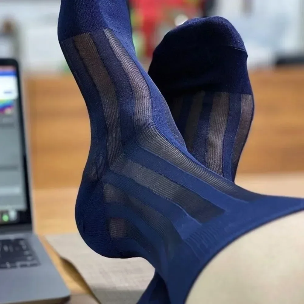 

Мужские носки Сексуальные тонкие мягкие черные прозрачные полосатые нейлоновые мужские деловые носки Мужской деловой костюм Рабочий TNT Носки Мужские подарки большой размер