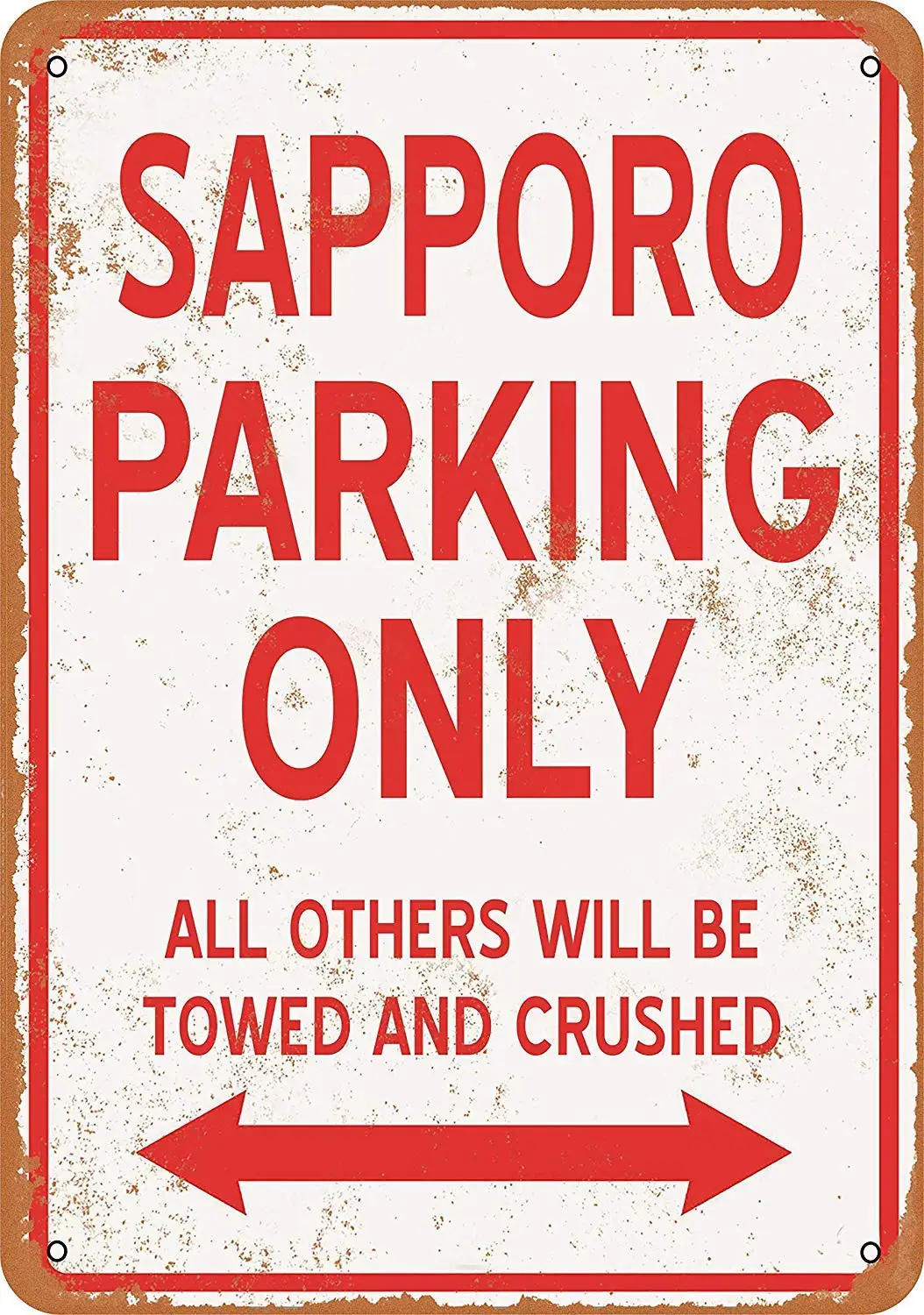 Wall Decor Vintage Look Metal Sign 8 x 12 Tin Signs Wall Art - Sapporo Parking ONLY