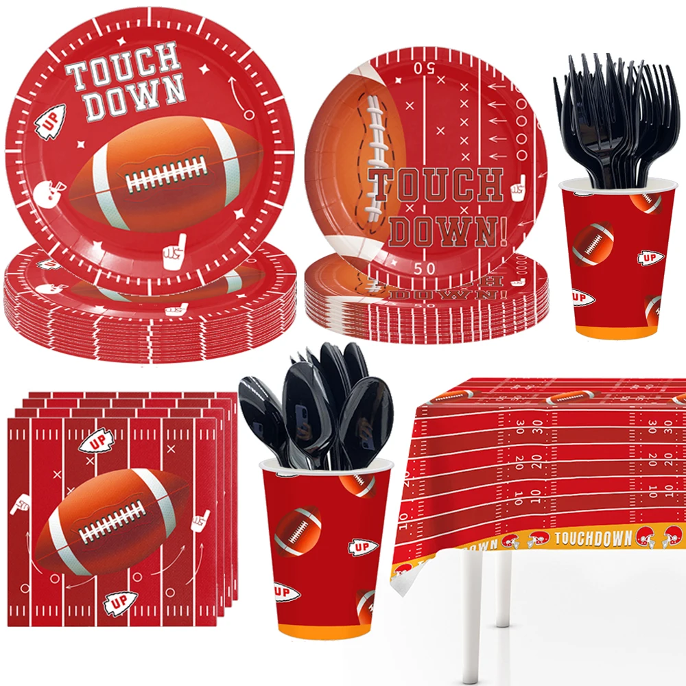 Football Party Decorations Football Paper Plates Cup Napkins Tableware Gameday Rugby Party Football Themed Birthday Party Decor