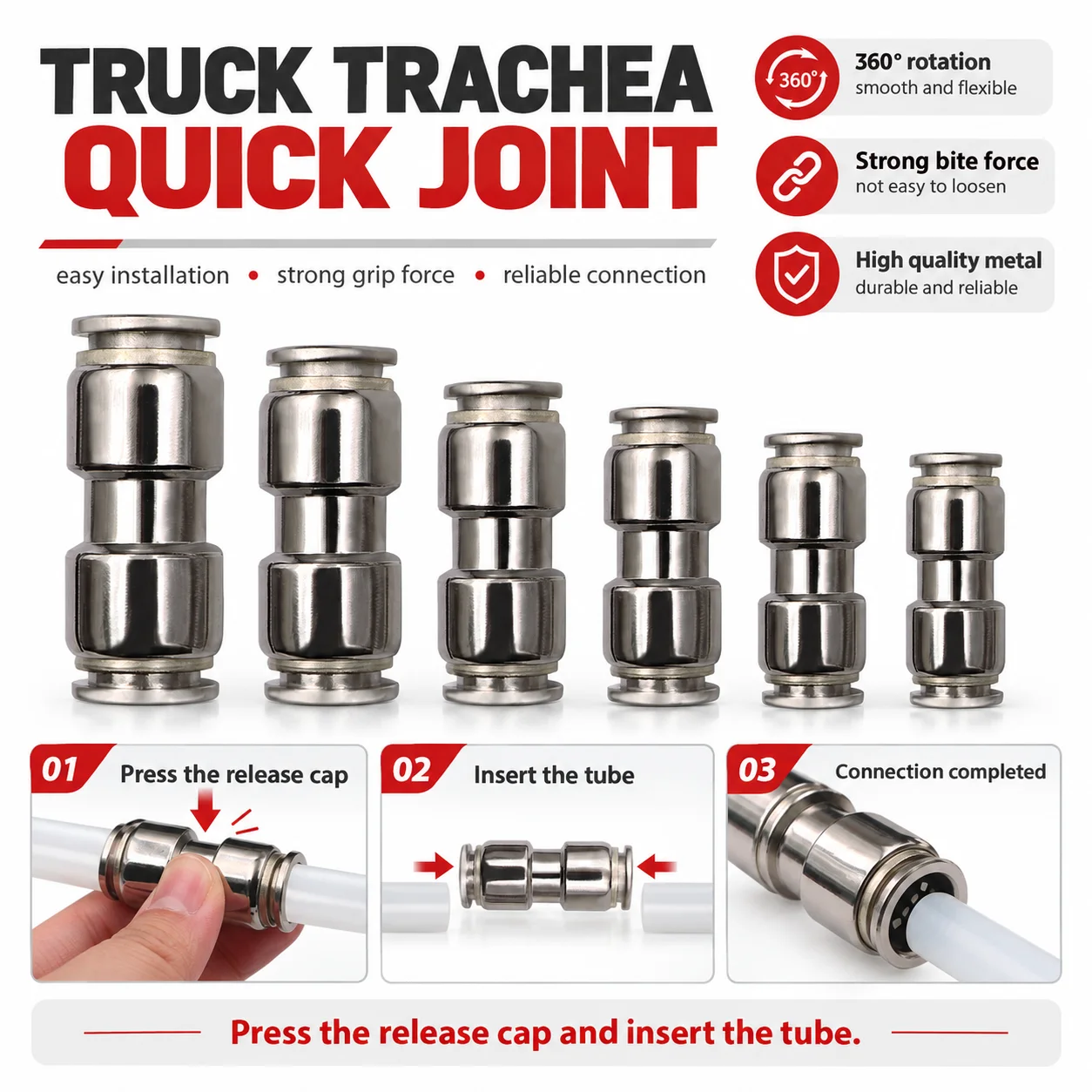 6PCS Quick High Steel Titanium Pneumatic Air Hose Fittings Connectors 6.7-12.7mm Metal Pressure Release Pipe Conditioner Flare