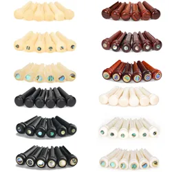 6pcs Acoustic Guitar Bridge Pins , Bovine bone bleached /primary colors/Ebony/Cocoapolo Wood Guitar Fixed String Nails