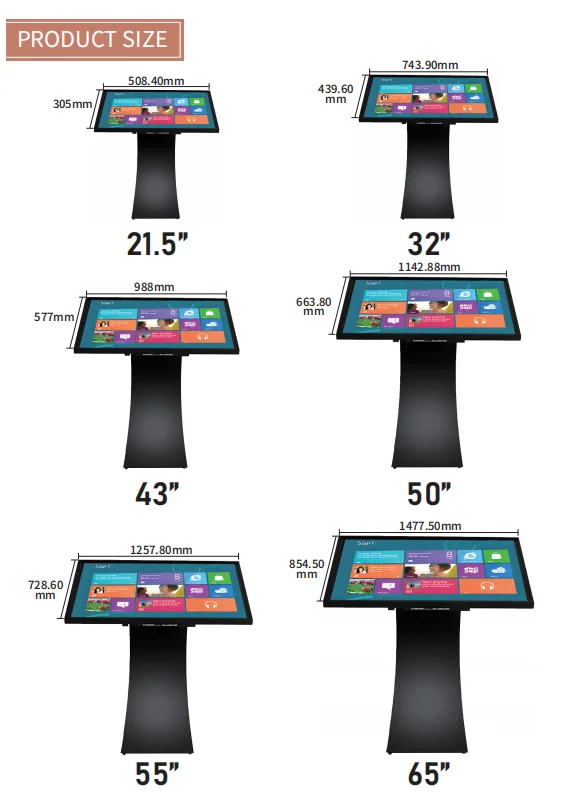 32 43 55 65 Inch LCD Information Display Screen Interactive Touch Kiosk Touch Information Kiosk