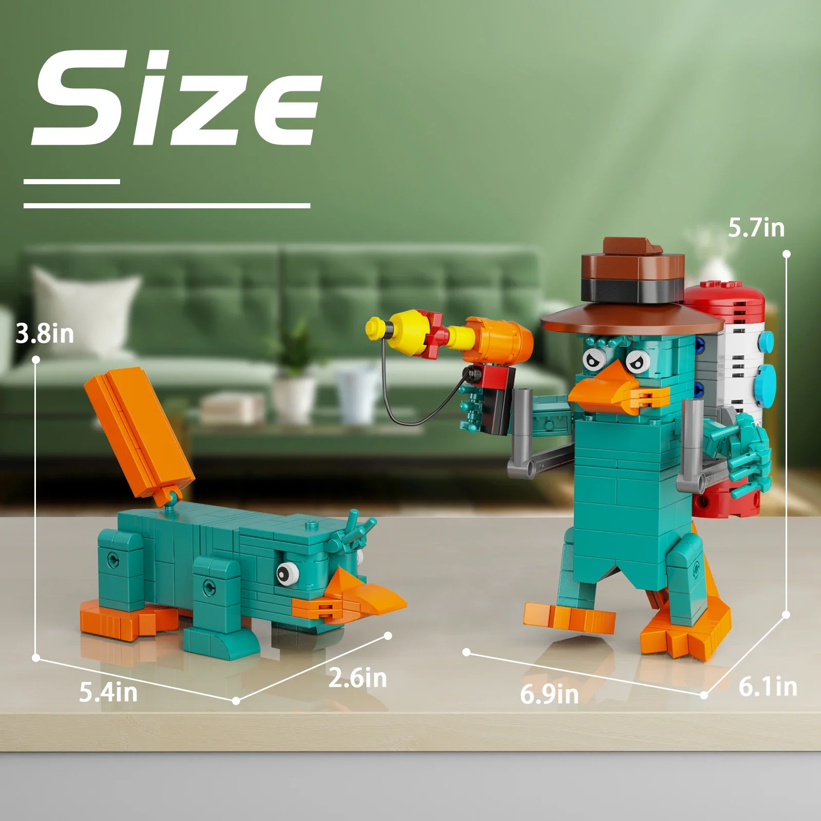 Animação Criativa Phineas e Ferbs Building Blocks Kit, DIY Model Puzzle Brinquedos Presente para Crianças, Moc the Platypus