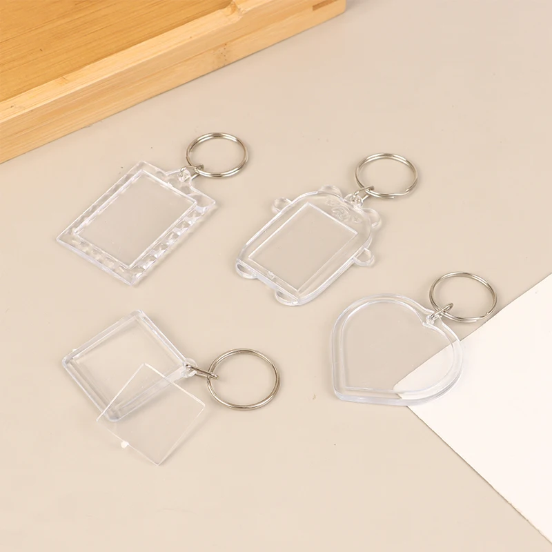 جديد 5 قطعة واضح الدب الاكريليك إطار صور فارغ المفاتيح إدراج إطار الصورة الصورة مفتاح حامل DIY إطار الصورة كيرينغ حقيبة