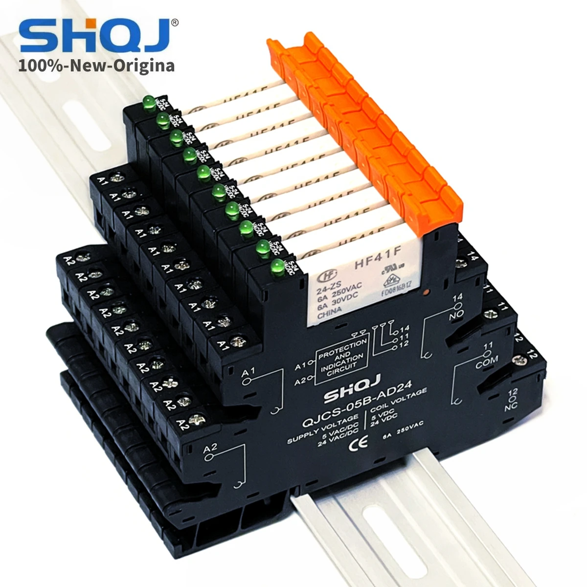 

SHQJ 100%-NEW 10PCS QJCS-05 -AD24 Slim/SSR Relay HF41F 24-ZS 5V 12V 24V 230V 6A 1CO Mount On Screw Socket with LED Wafer relay