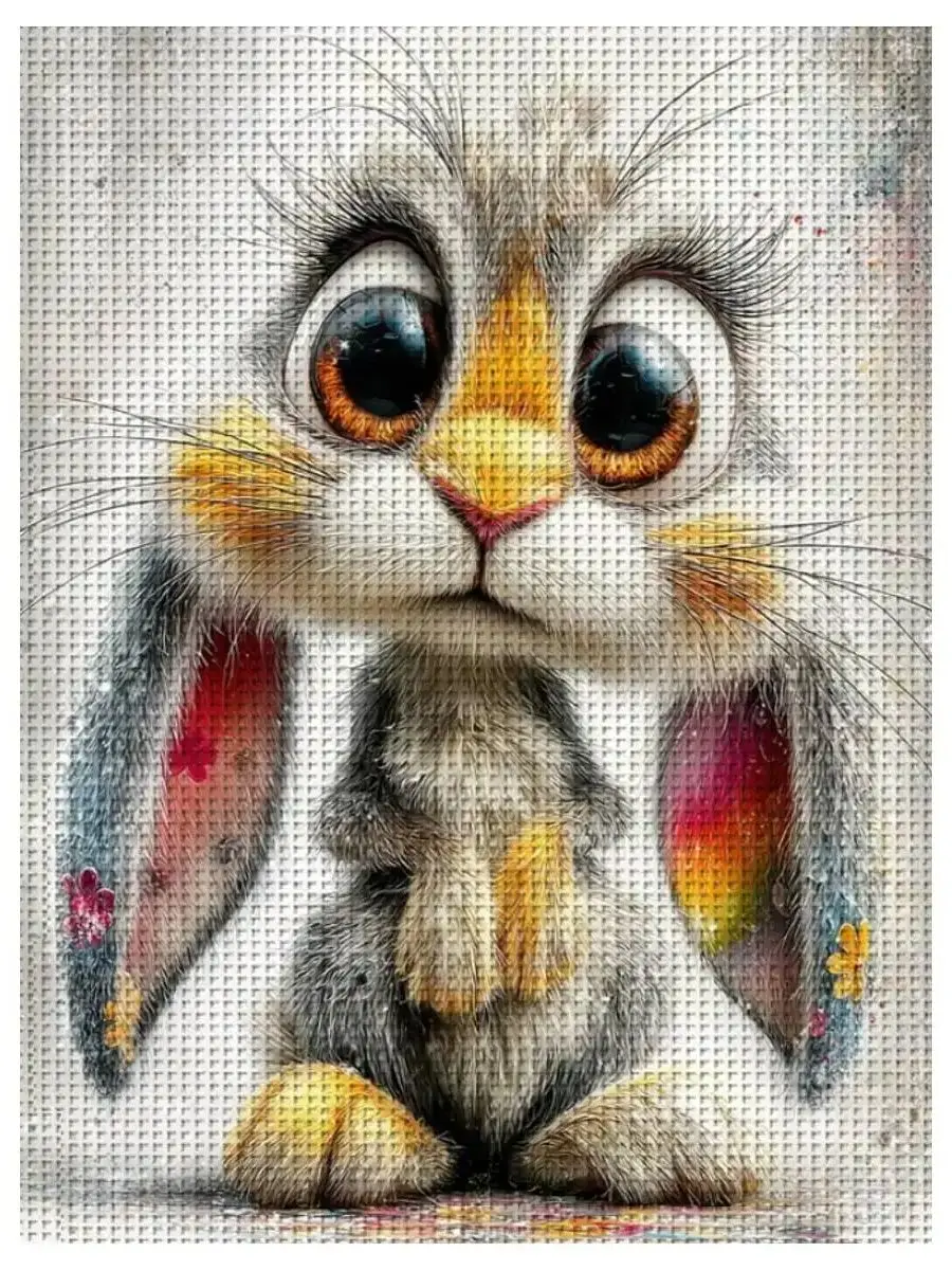 1 Stück 30x40 cm/11,8*15,74 Zoll Kaninchen-Stempel-Kreuzstich-Set DIY-Kit 11CT/14CT DIY-Stickerei-Set DIY-Kreuzstich-Set – Detail 1