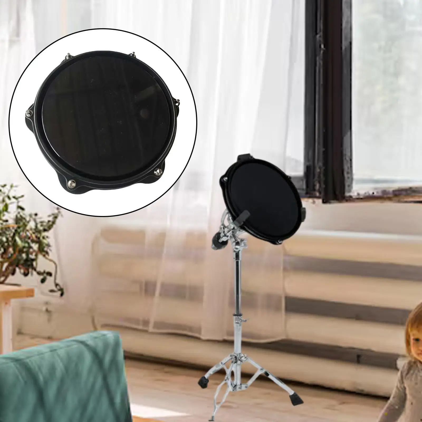 Drum Practice Pad Black ABS Quiet Drumming Practice Pad Percussion for Home School Studio Learning Gift