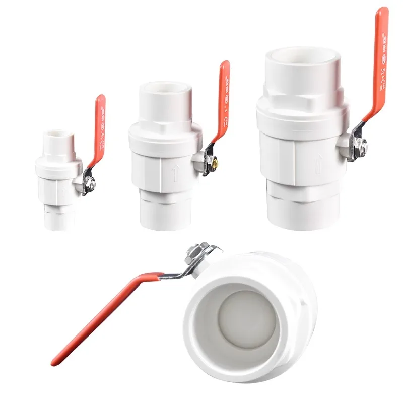 

Красная нескользящая ручка, шаровой кран из ПВХ, 20/25/32/40/50/63/75 мм, внутренний диаметр, 2-ходовые скользящие концы, регулирующий клапан отключения потока воды