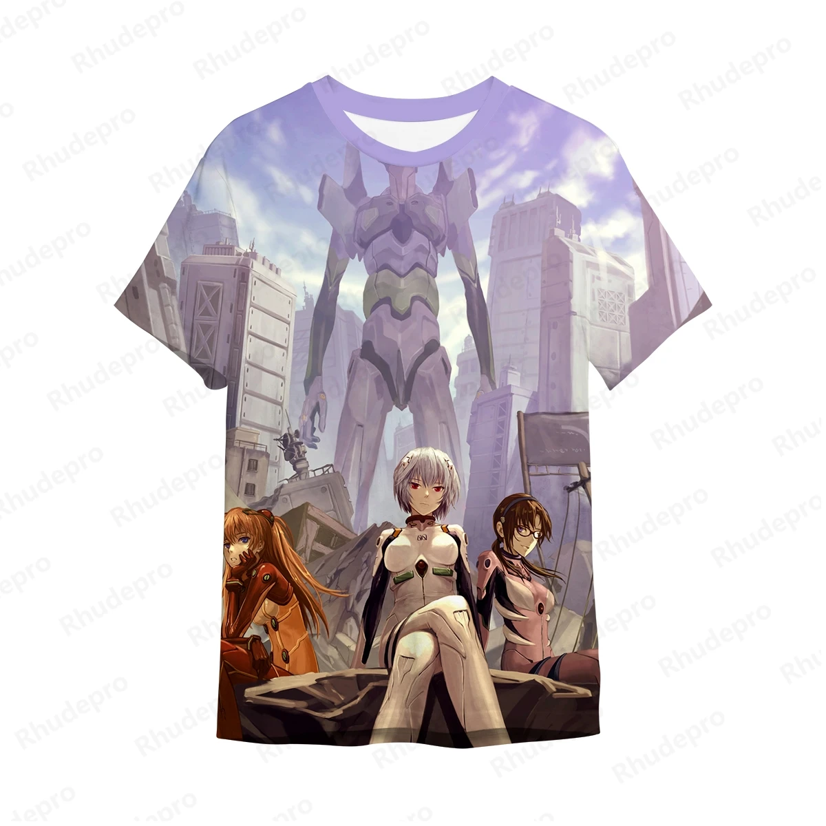 Neon Genesis Evangelion T Shirt For Men Fashion T-shirt Y2k Cosplay Streetwear New Anime High Quality Clothing Men's 5XL