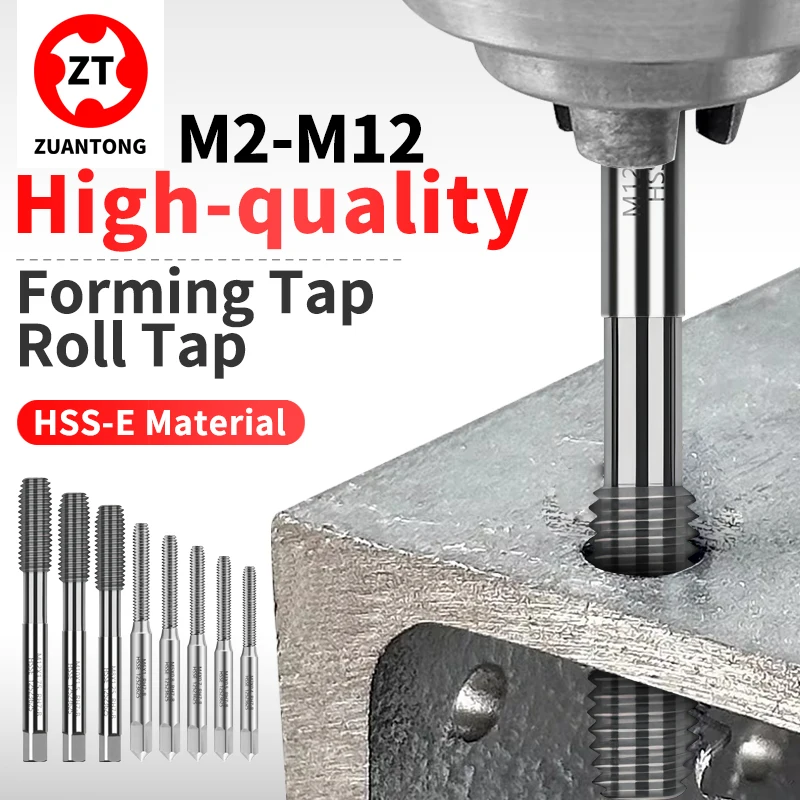 

ZUANTONG 1SET HSSE-M35 M2-M12 Forming Tap/Roll Tap White/TC50/TIN/TICN Coating Screw Thread Taps 8PCS：M2 M3 M4 M5 M6 M8 M10 M12