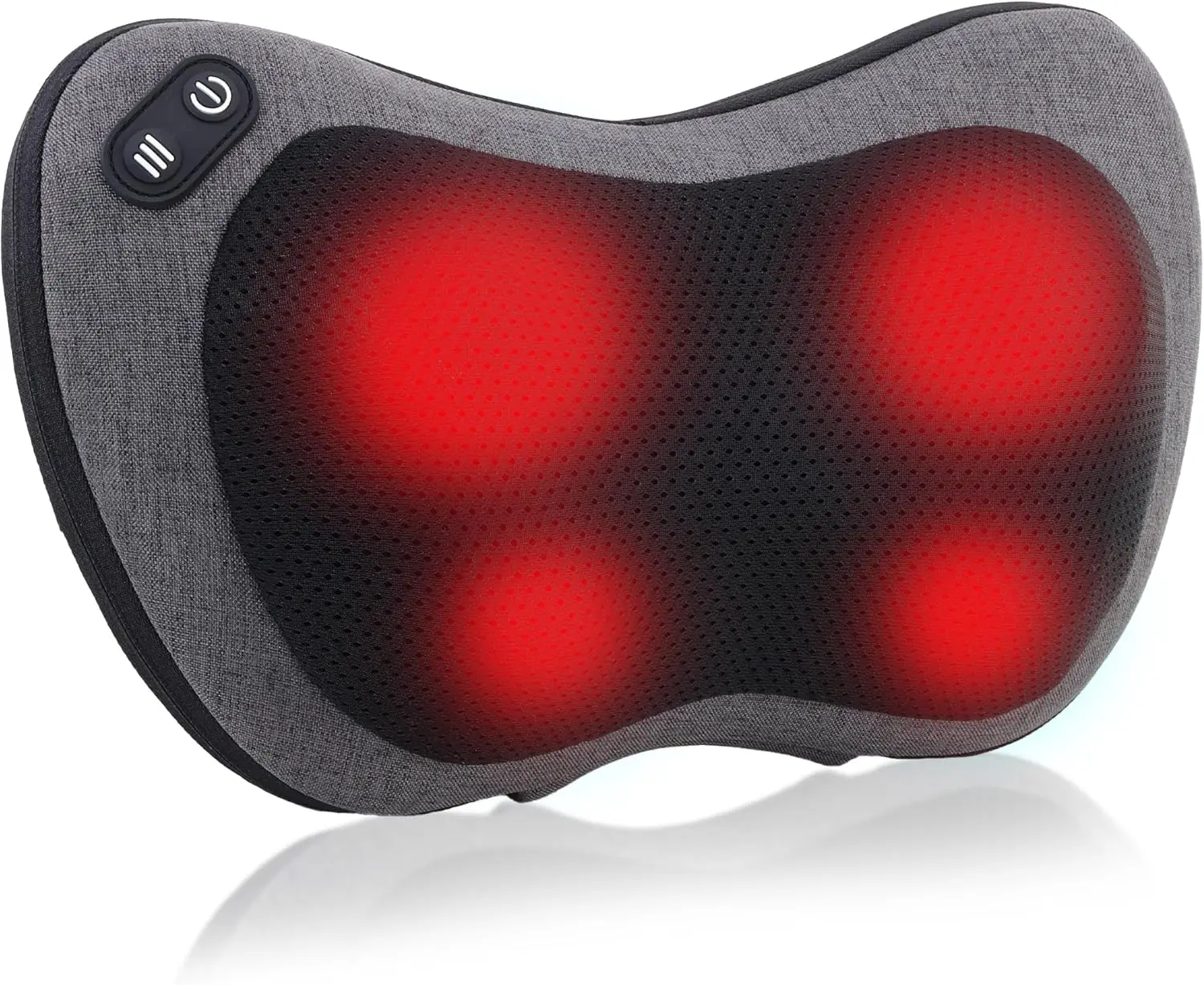 

Shiatsu Neck & Back Massager with Heat - Deep Tissue Massage Pillow for Pain Relief, Ergonomic Electric Massager, Gray