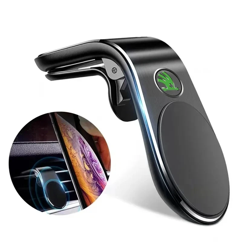 Magnetic Car Phone Holder Metal Stand Accessories For Skoda Kamiq Kodiaq Karoq Yeti Octavia Fabia Rapid Superb Scala Roomster - view 3
