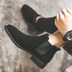 Chelsea Boots Men Suede Leather Decent Men Ankle Boots Original Male Short Casual Shoes British Style Winter Spring Boot