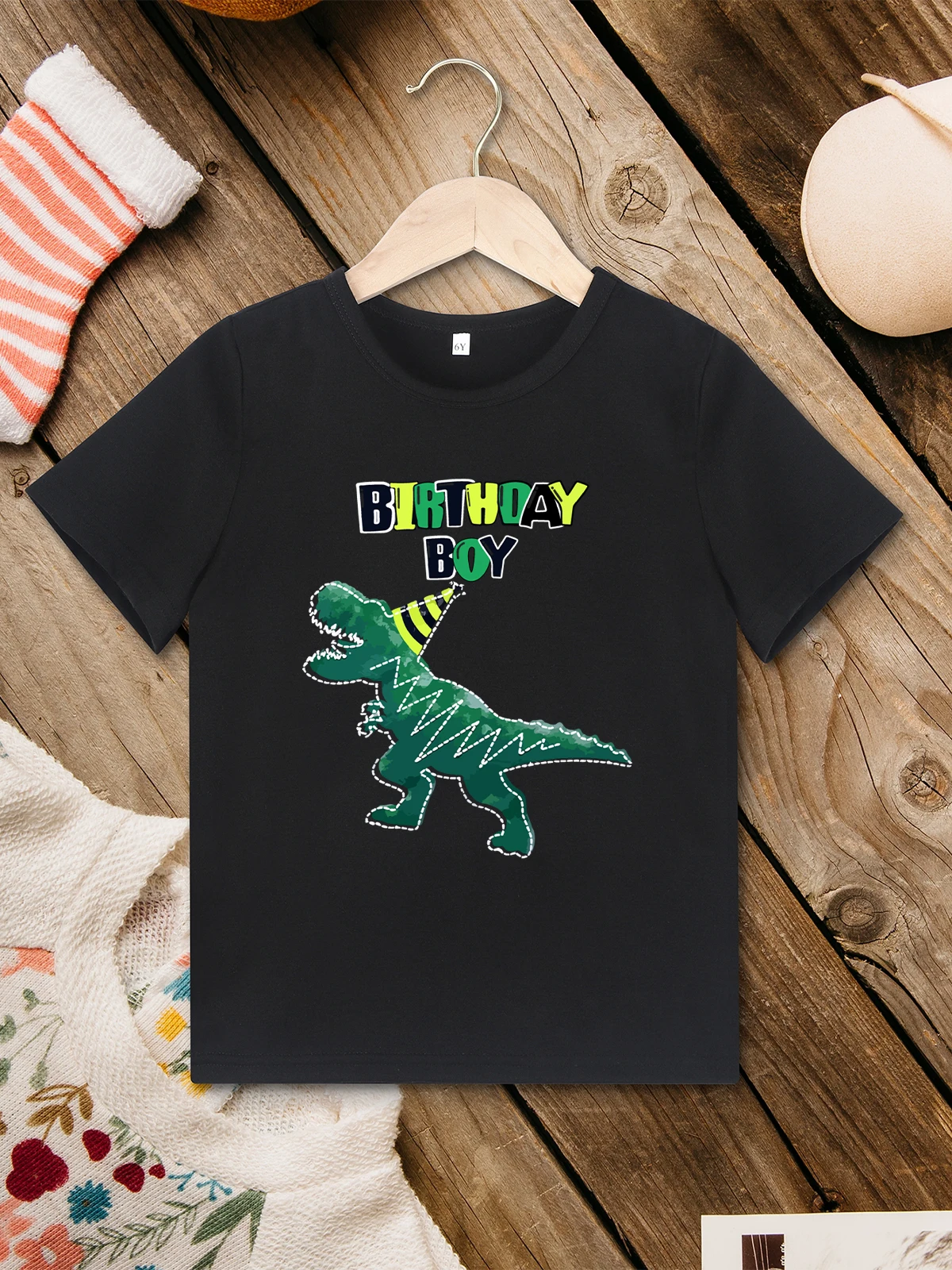 

Birthday Boy T-shirt Dinosaur Print Simple Aesthetic 3 to 7 Years Children Clothes Fashion Family Party Kids Shirt Fast Delivery