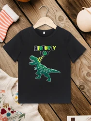 Birthday Boy T-shirt Dinosaur Print Simple Aesthetic 3 to 7 Years Children Clothes Fashion Family Party Kids Shirt Fast Delivery