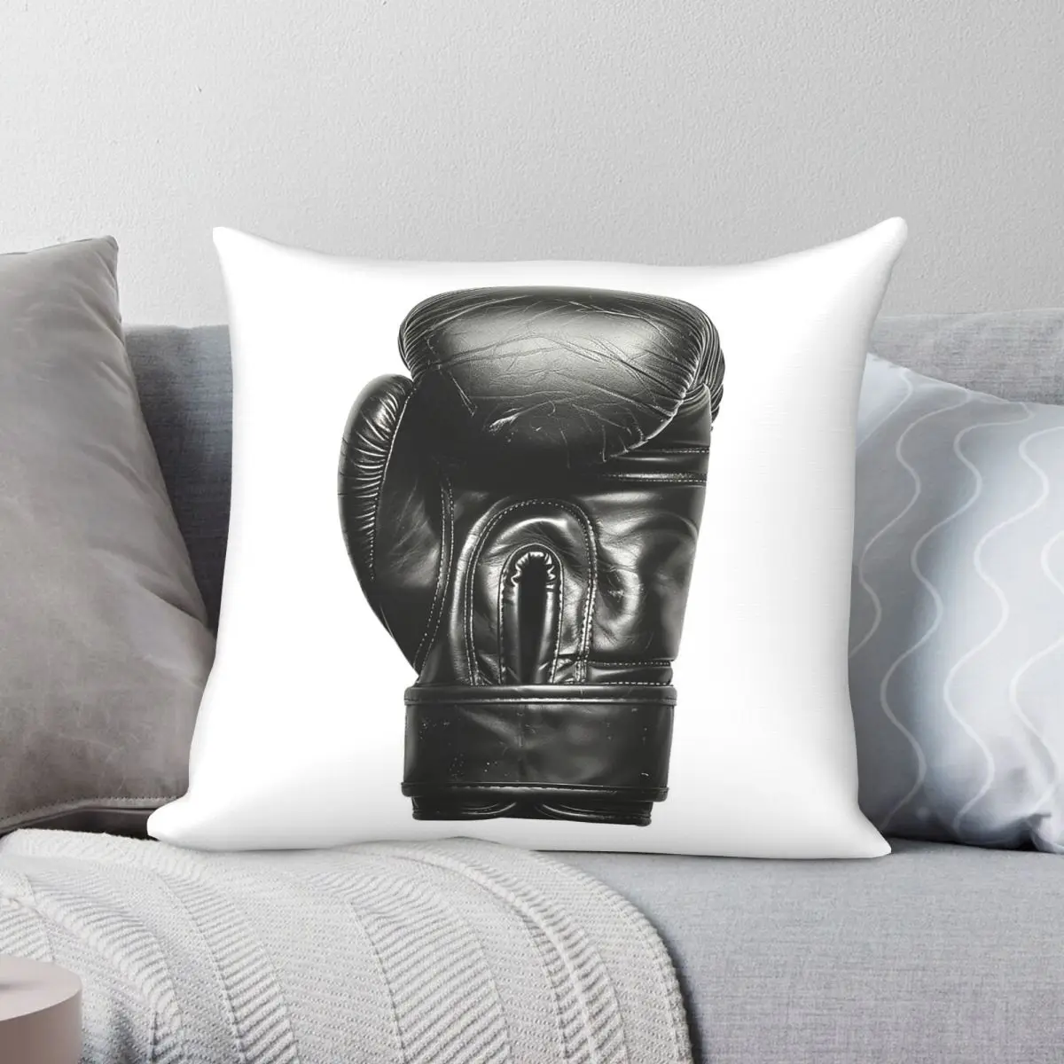 

Solitary Boxing Glove Square Pillowcase Polyester Linen Velvet Creative Zip Decor Car Cushion Cover