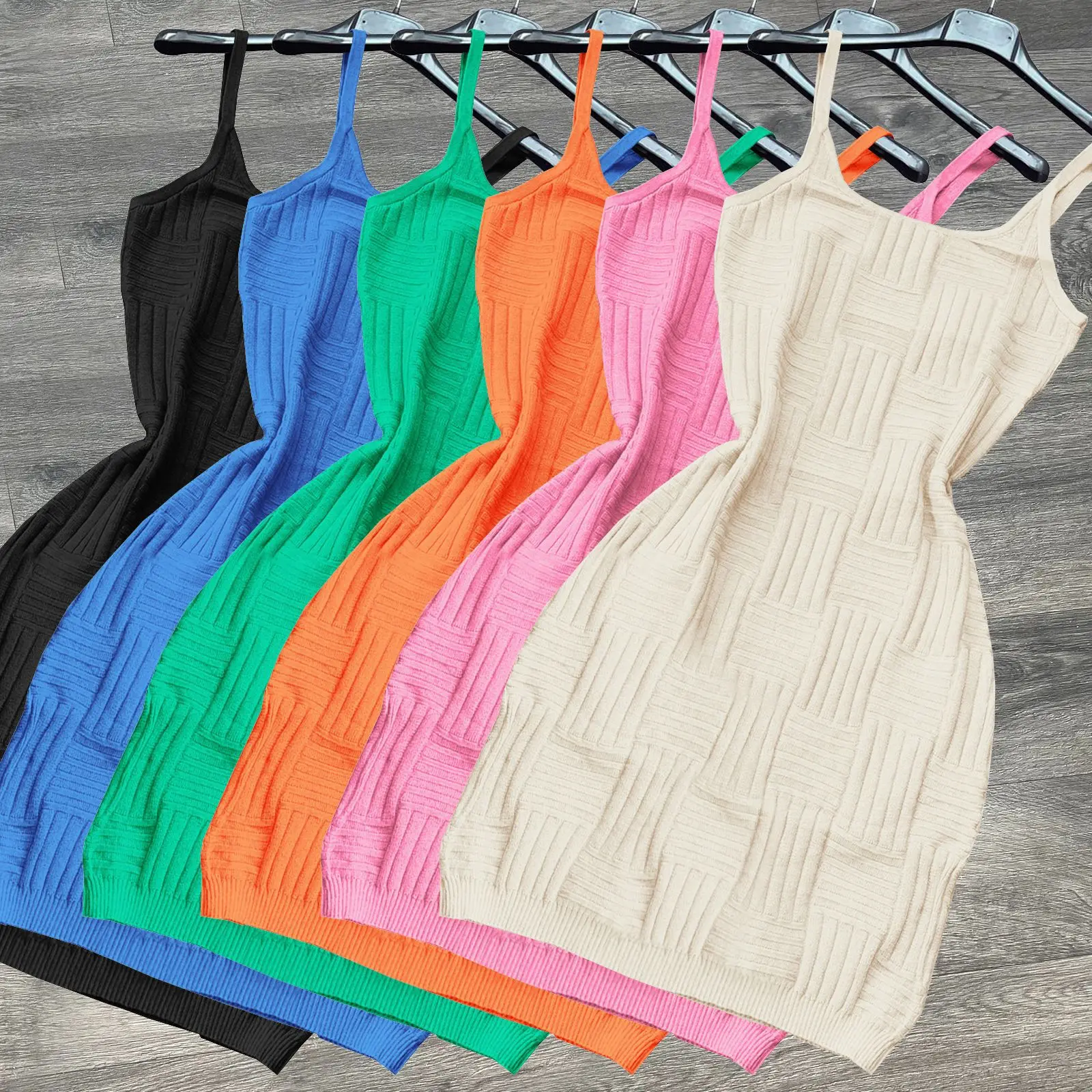 Sweater Knitted Mini Dress Women Quality Sexy Bodycon Sleeveless Romper 2022 Summer Party Streetwear Bulk Wholesale