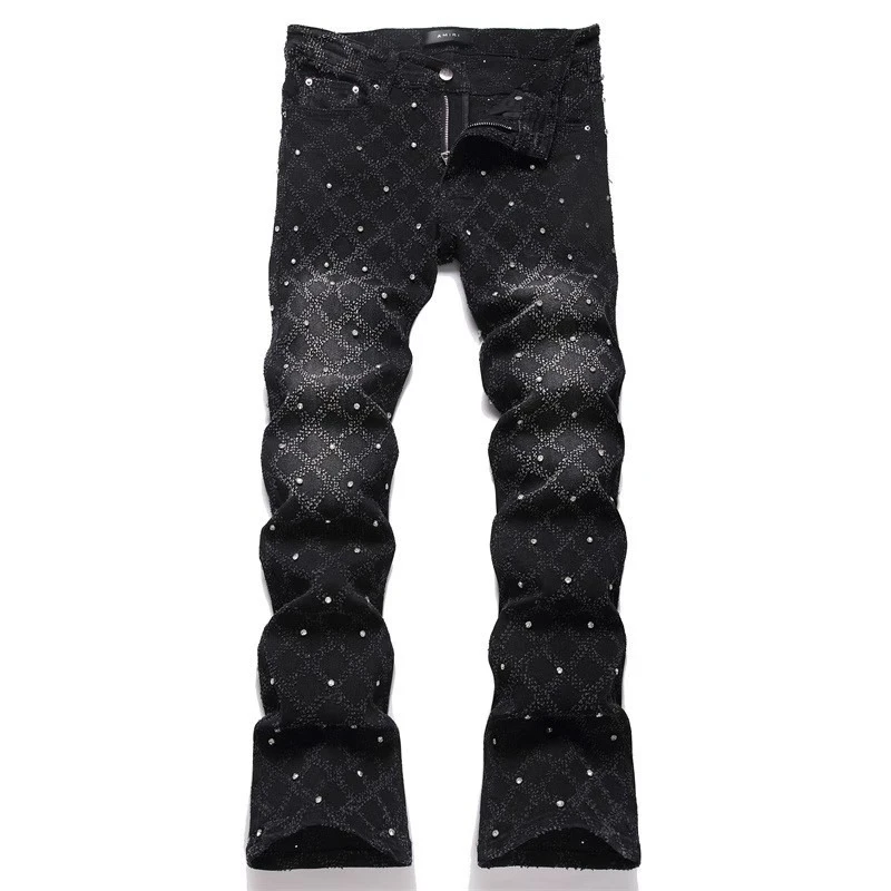 

High Street American Rivet Flared Jeans, Unisex Summer INS Trendy Slimming Heightening Long Pants, Fashion Casual Denim Trousers
