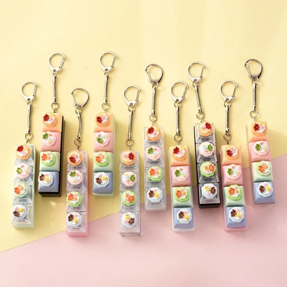 Mechanical Click Keycap Fidget Keychain Pass The Time Egg Tart Button Keycap Keychain Mini Cute Finger Press Keycap Keychain