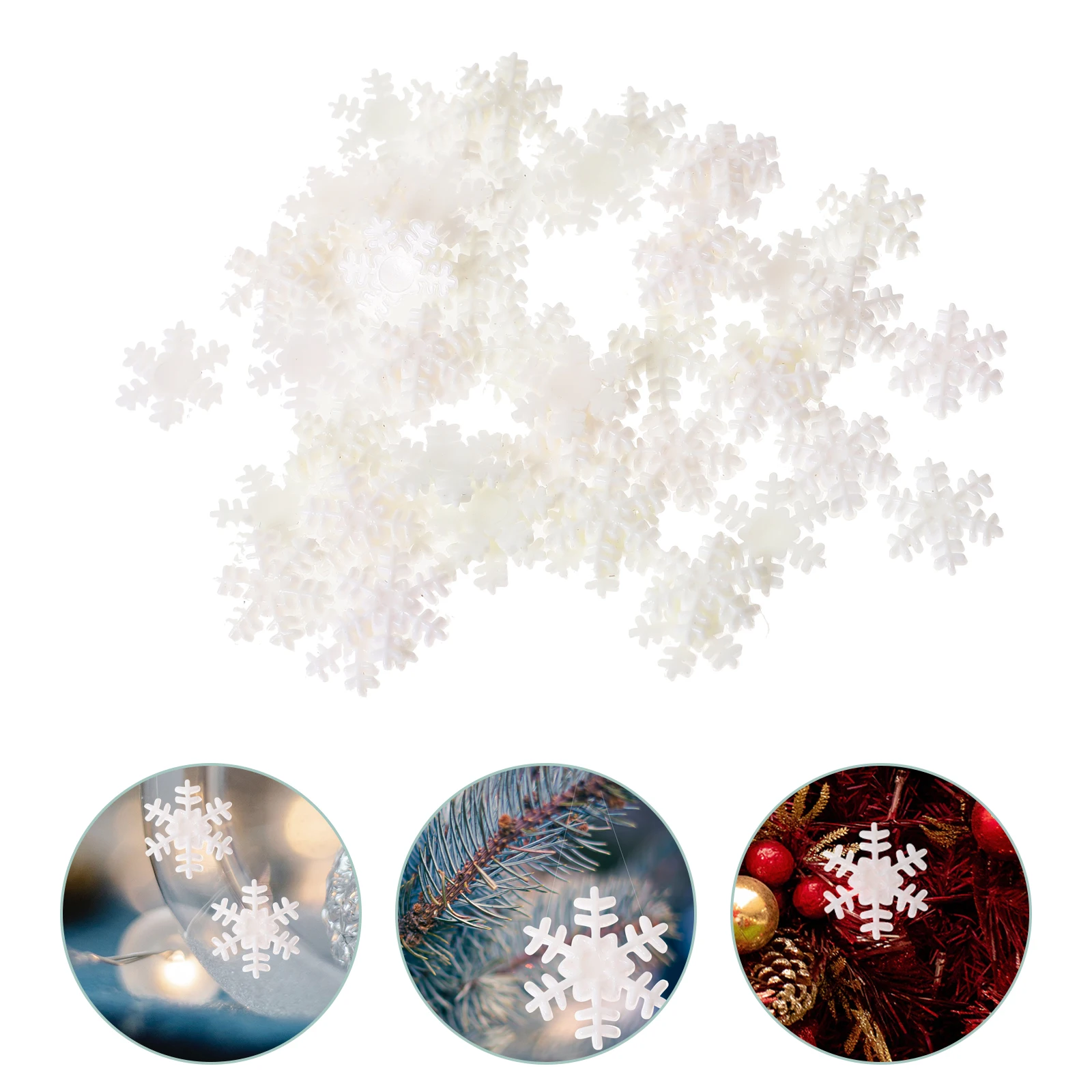 

200 Pcs Plastic Snowflakes Christmas Ornaments White Hanging Decorations Lantern
