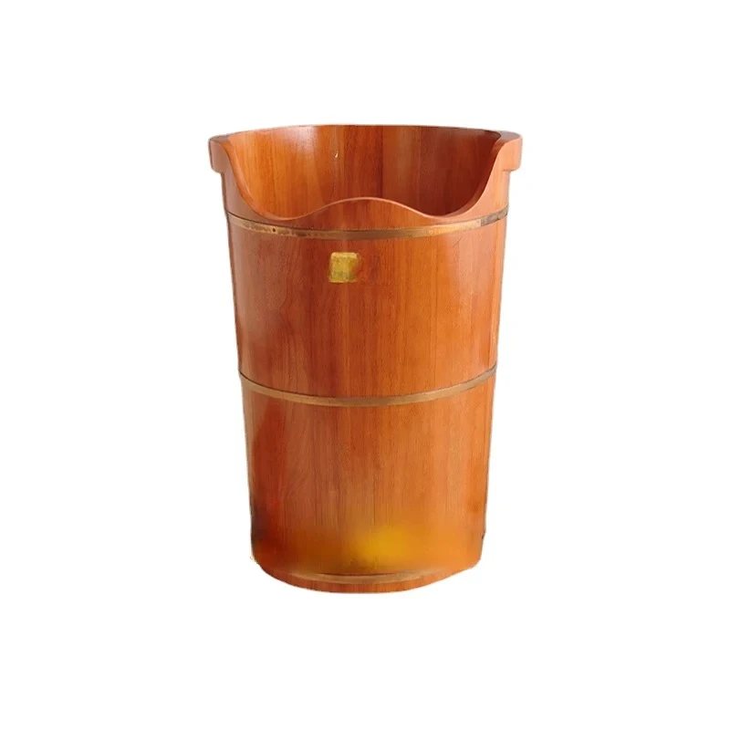 Oak Pedicure Thermal Bath Over-Calf Wooden Foot Soaker Insulated Heating Spa Basin Women's Wellness Use At Home