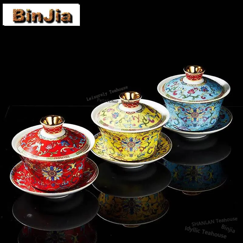 

280ML Jingdezhen Ceramic Gaiwan Tea Tureen Chinese Traditional Bowl Master Teacup Porcelain Drinkware Teaware Accessorie