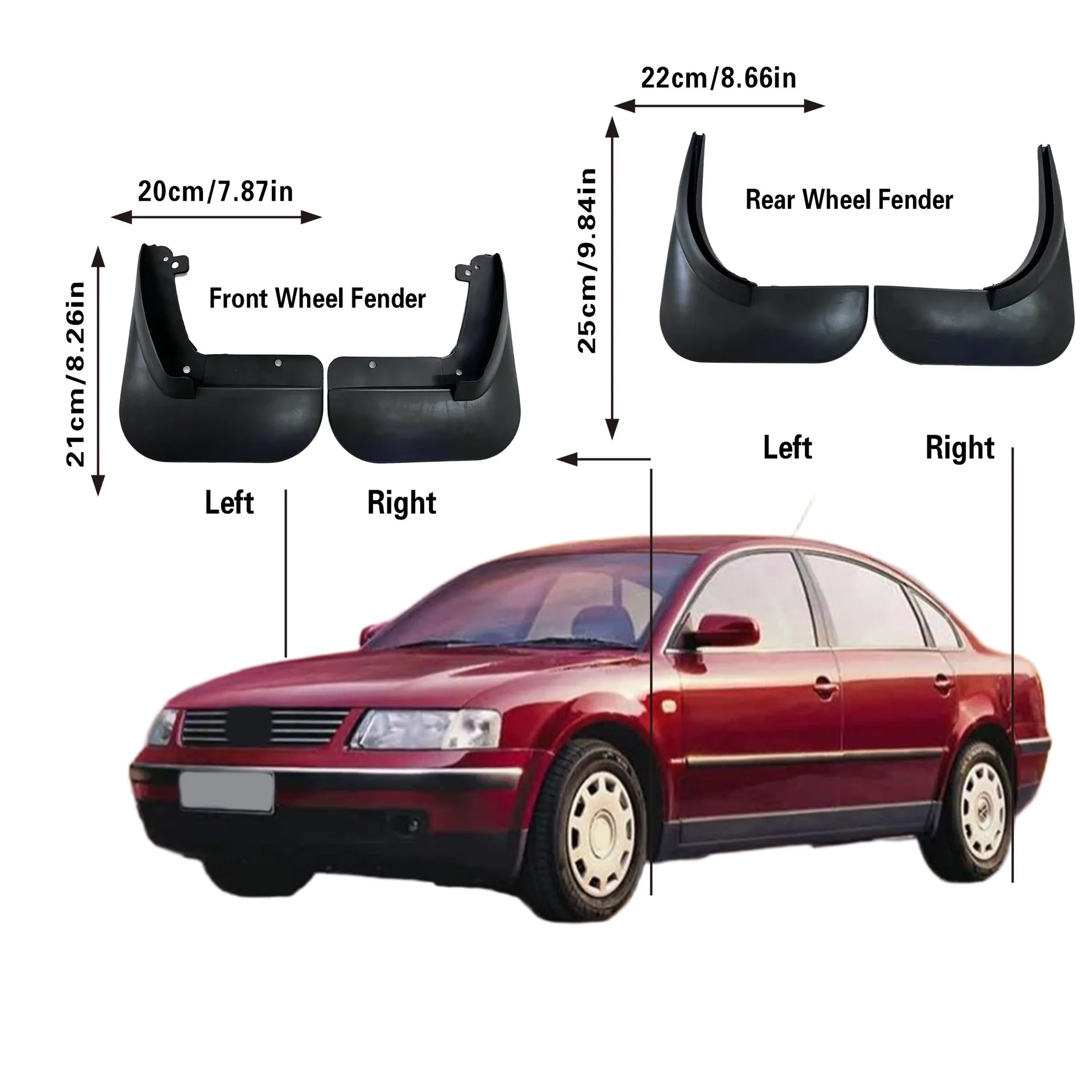 

PP Material Black Mud Flaps For PASSAT B5 2006-2010 Front Rear Fender Wheel Cover Anti-splash Guard Mudguard with Screw