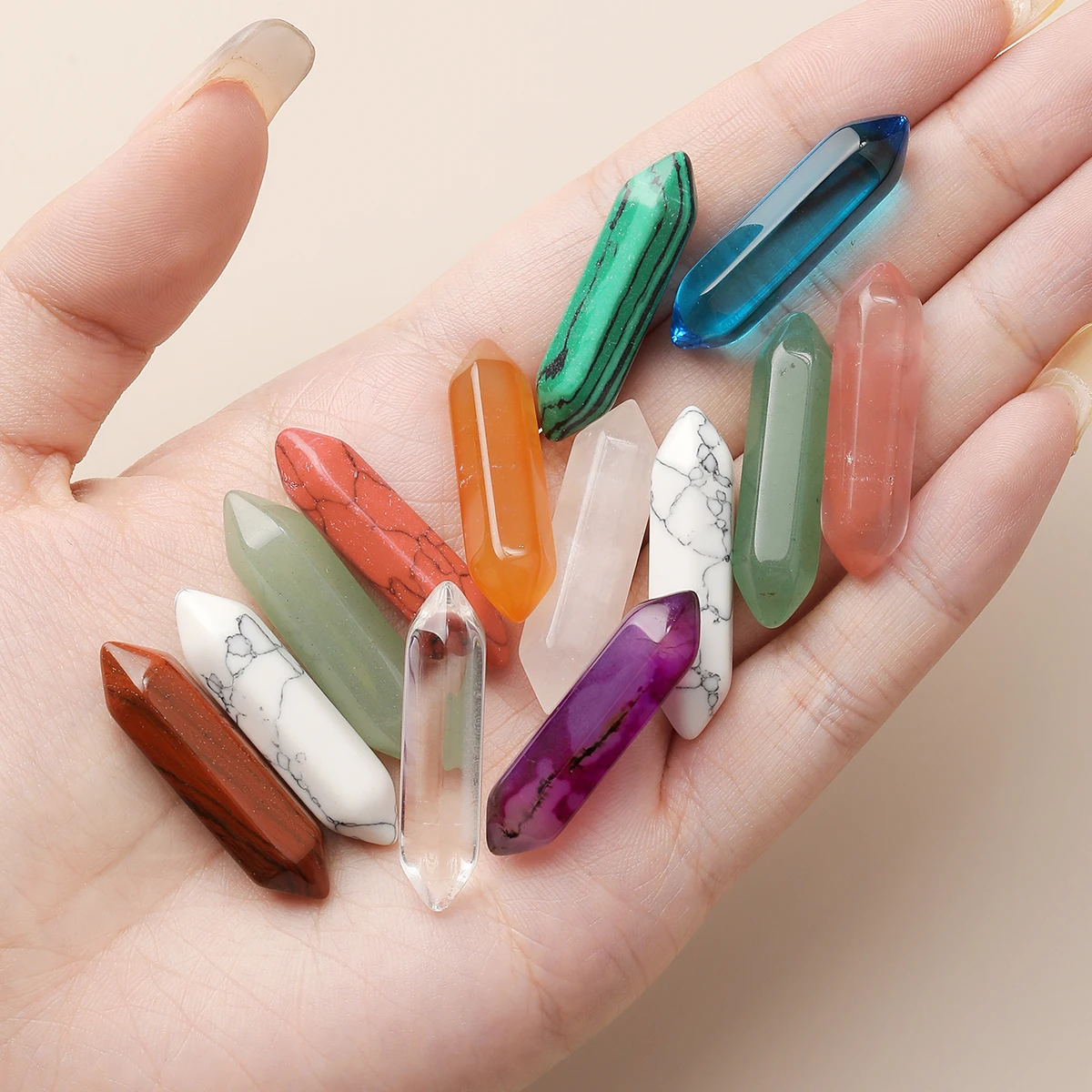 10 Pcs/lot Hexagonal Column Natural Stone Healing Crystal Point Wand Energy Gems Ore Mineral Crafts Home Office Decoration view 3