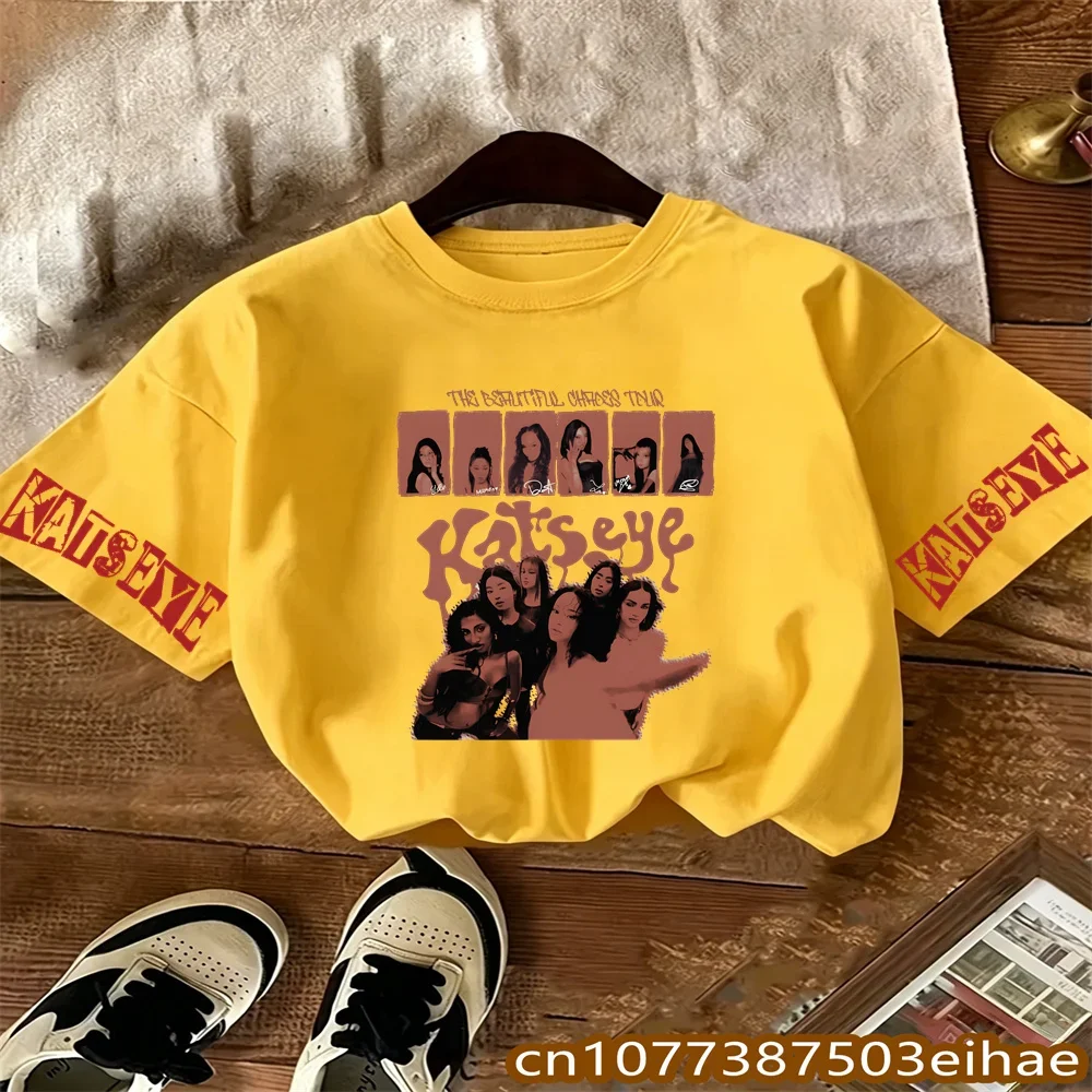KATSEYE Korean Girl Group Printed T-shirt Unisex Boys Girls Kids Summer Short Sleeve Top Casual Daily Children Clothes Summer
