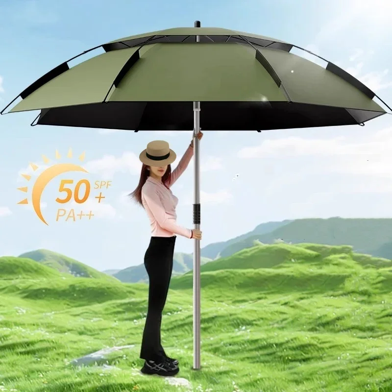 

2.0-2.6M Fishing Parasol 201 Stainless Steel Rod Large Umbrella Outdoor Beach Camping Parasol Large Courtyard Sunshade Umbrella