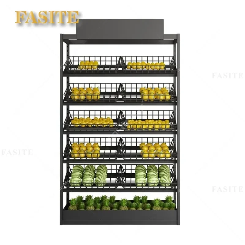 For Supermarket Fruit and Vegetable Display Shelf High Quality Iron Detachable Fresh Produce Storage Rack Wholesale Store
